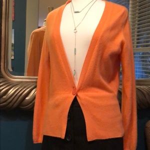 Talbots pure Cashmere orange cardigan